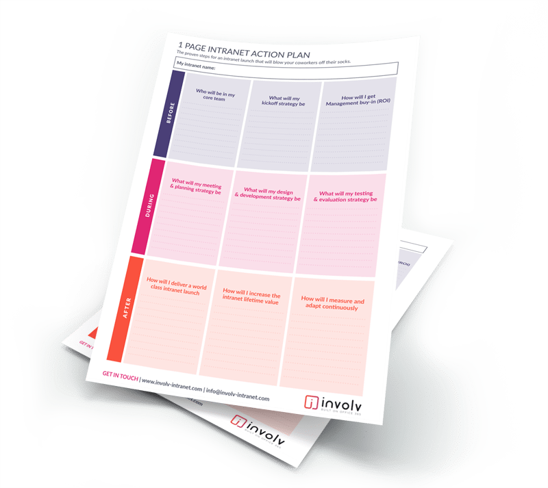 Intranet Action Plan mockup